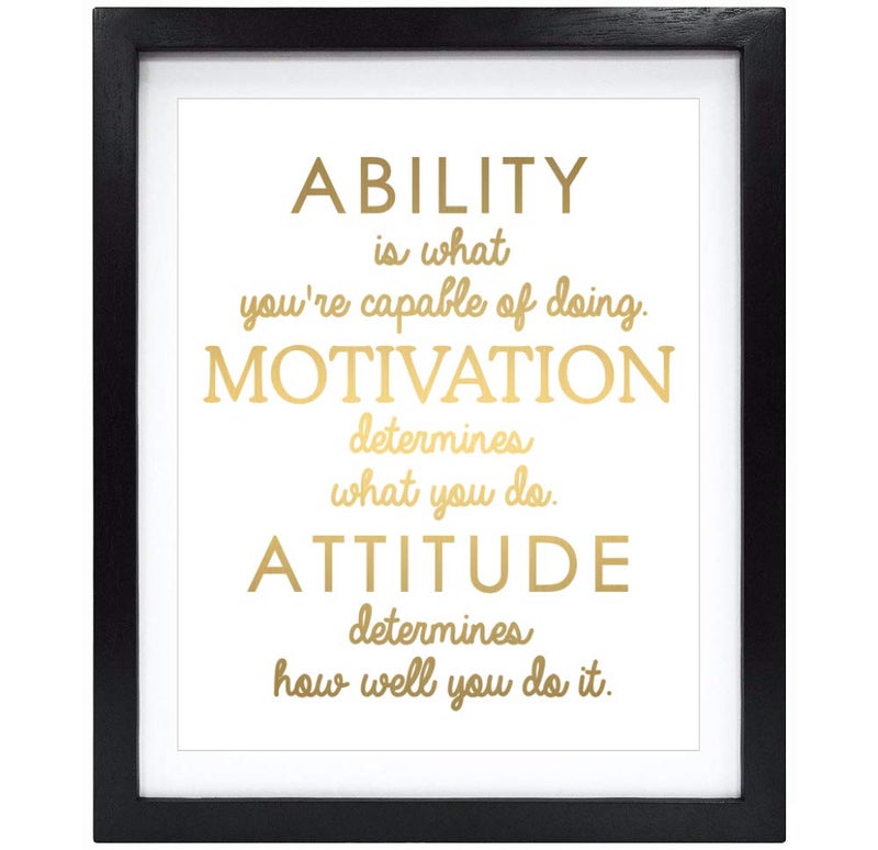 Susie Arts 8X10 Unframed Inspirational Attitude Real Gold Foil Art Print Quotes Wall Poster Home Decor Motivational Art Christmas gifts V165 - Image 1